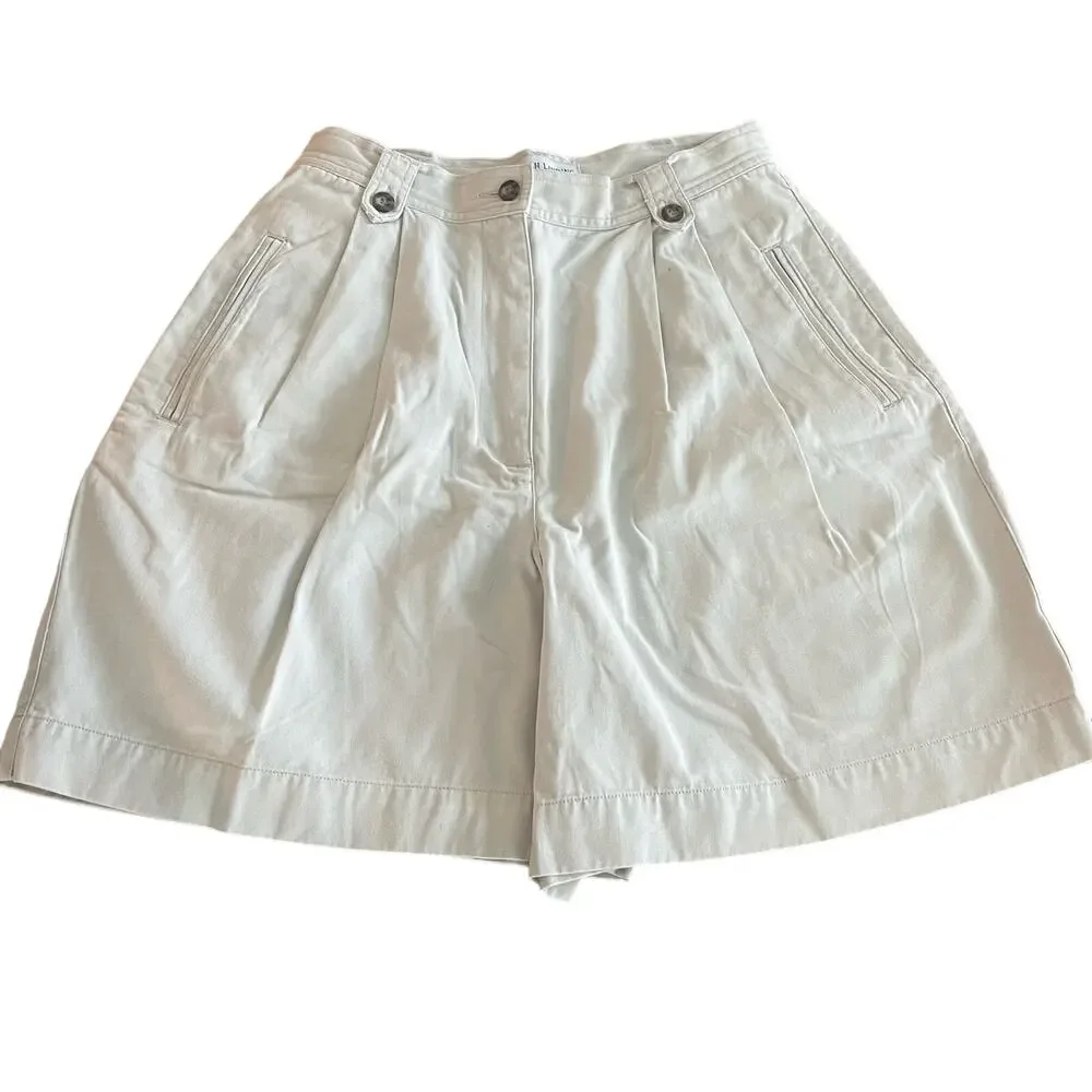 Vintage 90’s Light Khaki High Waisted Cotton Mom Shorts-Size 10